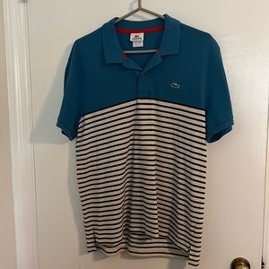 Lacoste Polo - blue with stripes - size 6 - excellent used condition